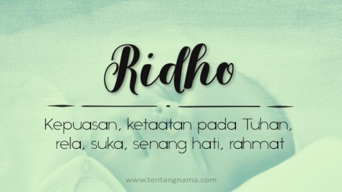 ridho nama arti tentangnama