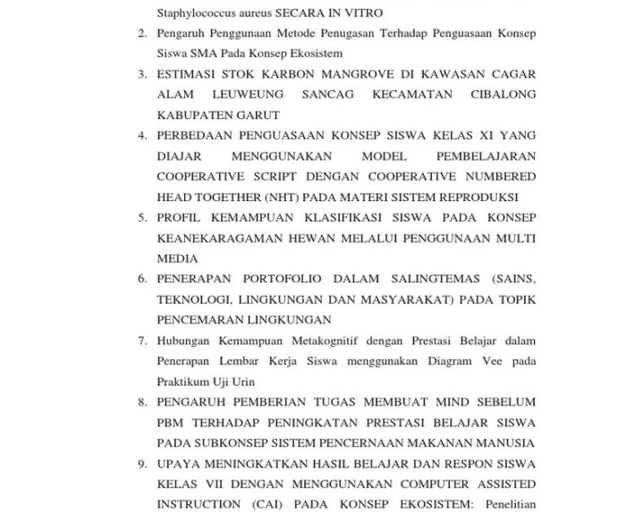 judul penelitian biologi yang mudah terbaru