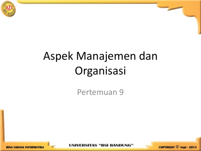 aspek manajemen dan organisasi