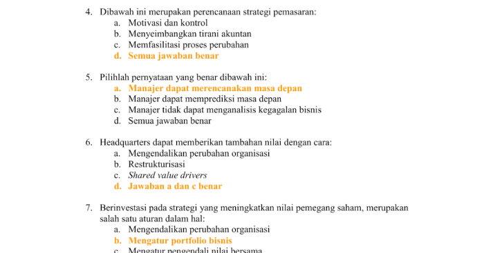 jawaban pertanyaan strategi pemasaran tepat pilihlah