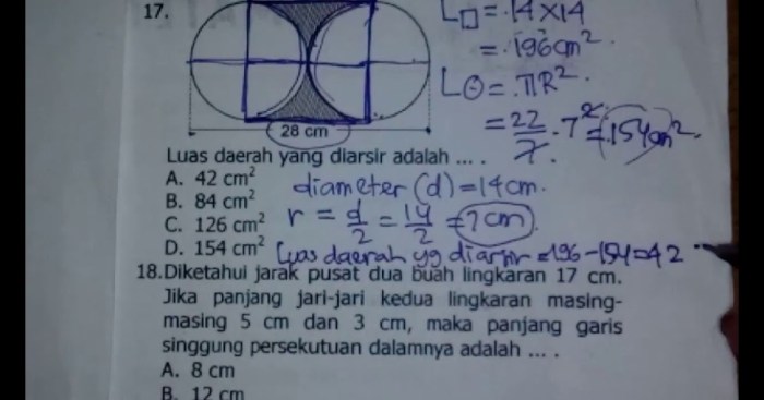 contoh soal luas irisan dua lingkaran terbaru