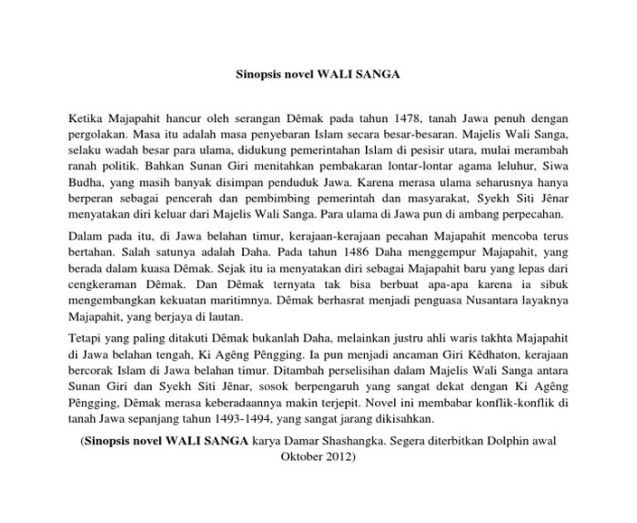 teks novel sejarah singkat terbaru