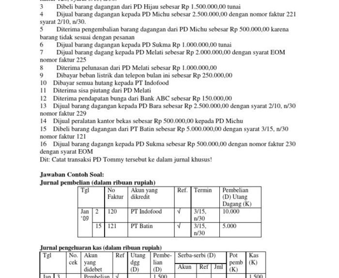 contoh soal transaksi perusahaan dagang