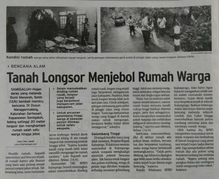 longsor tanah waspada batu kota tumbang pohon bencana saluran menutup bukan hanya irigasi juga