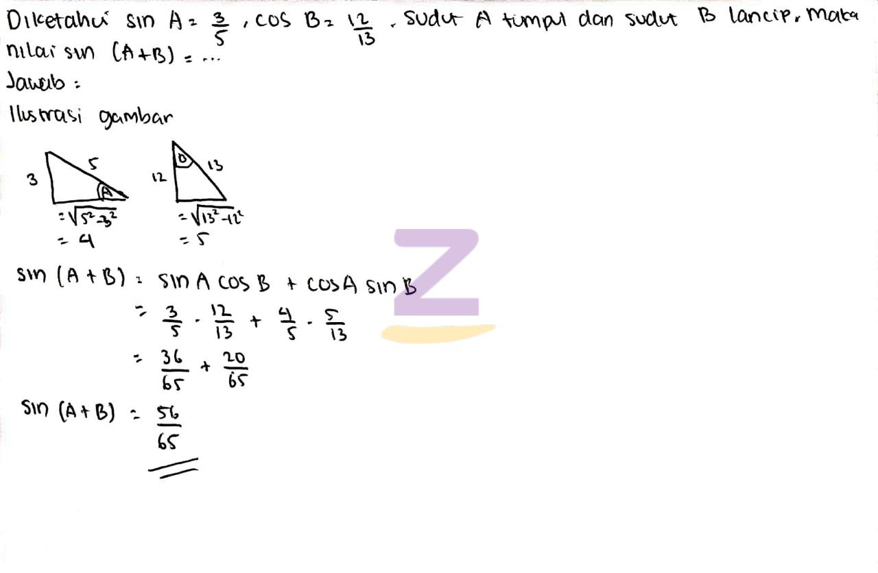 jika sin b 4 5 maka cos b adalah terbaru