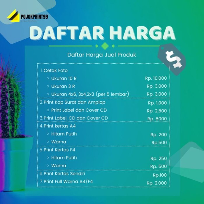 harga foto copy per lembar terbaru