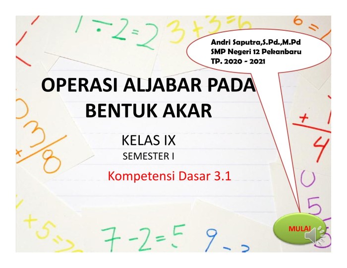 operasi aljabar bentuk akar kelas 10