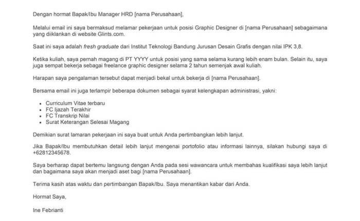 contoh cover letter dalam bahasa inggris terbaru