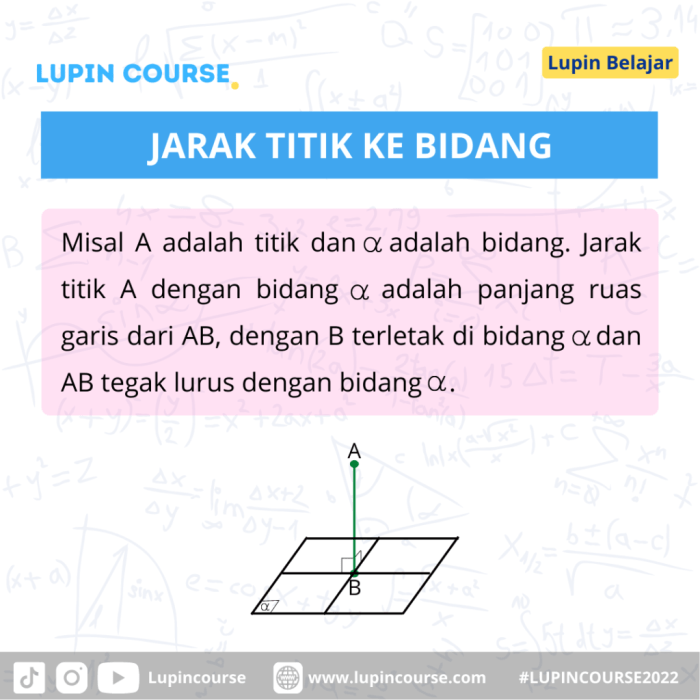 titik jarak bidang dimensi tiga soal matematika catatan ruang materi antara garis latihan definisi