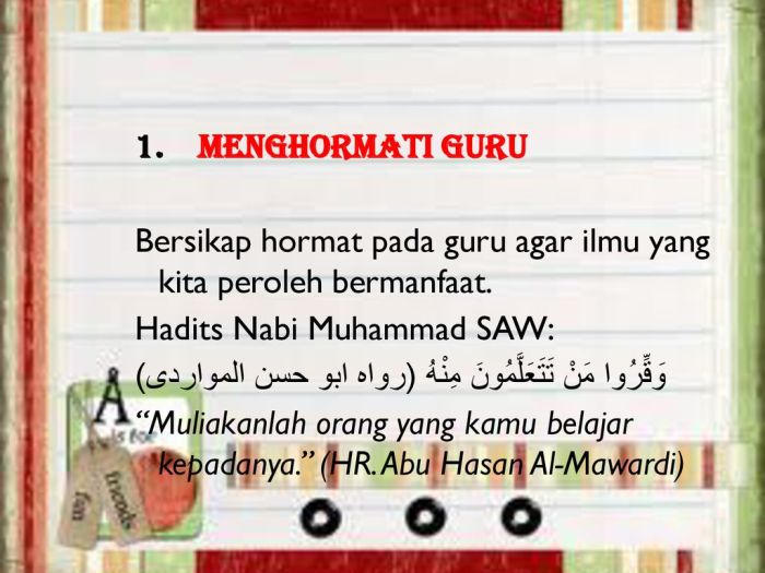 menghormati tua tentang hadits guru