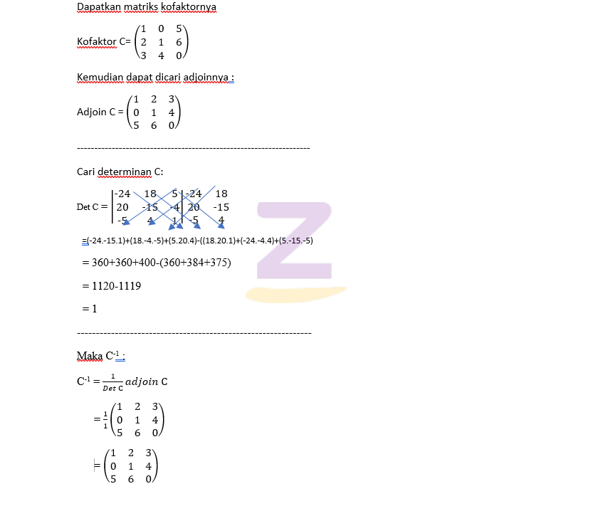 tentukan invers matriks matriks berikut