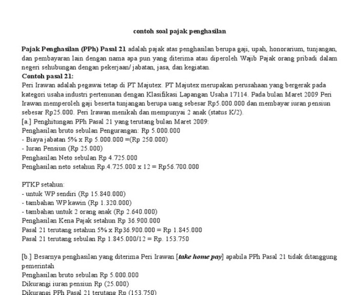 contoh soal pph dan jawabannya terbaru