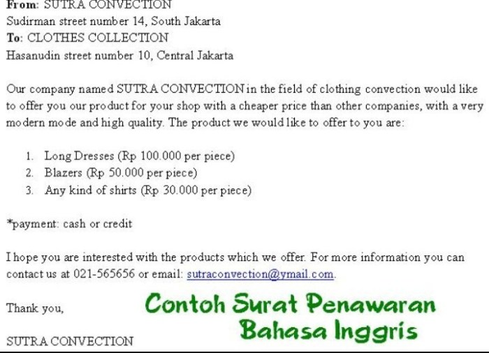 contoh surat email dalam bahasa inggris