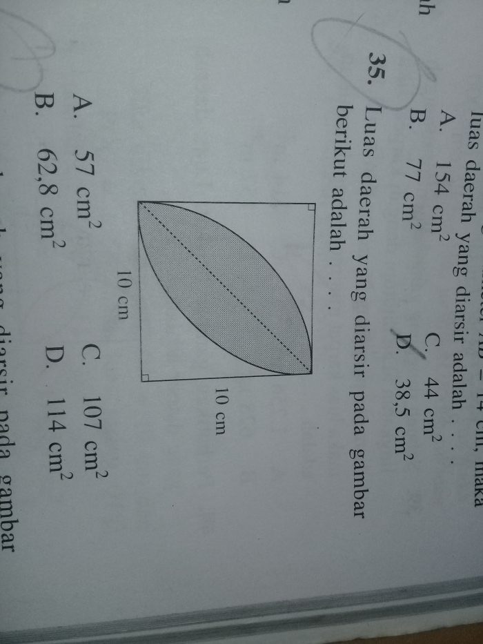 tentukan luas daerah yang diarsir 14 cm