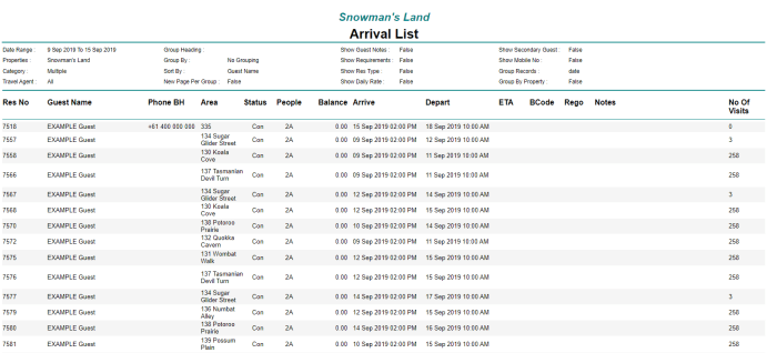 expected arrival list adalah terbaru