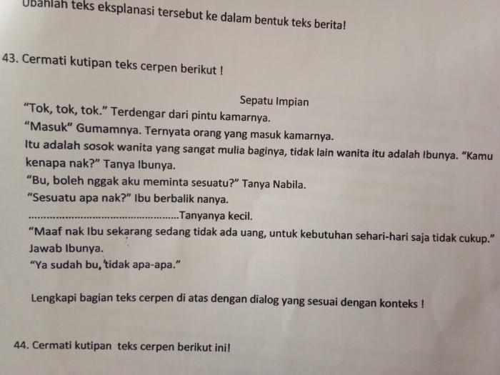 contoh dialog dalam cerpen terbaru