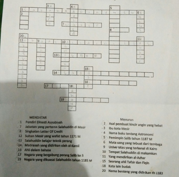 teka teki silang sejarah dan jawabannya