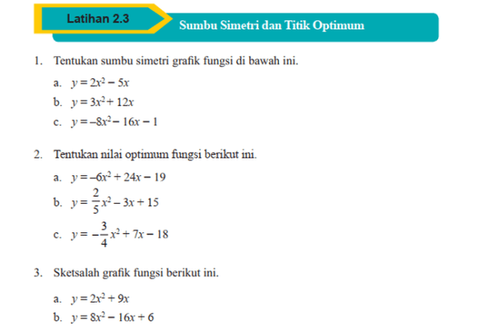 contoh soal sumbu simetri terbaru