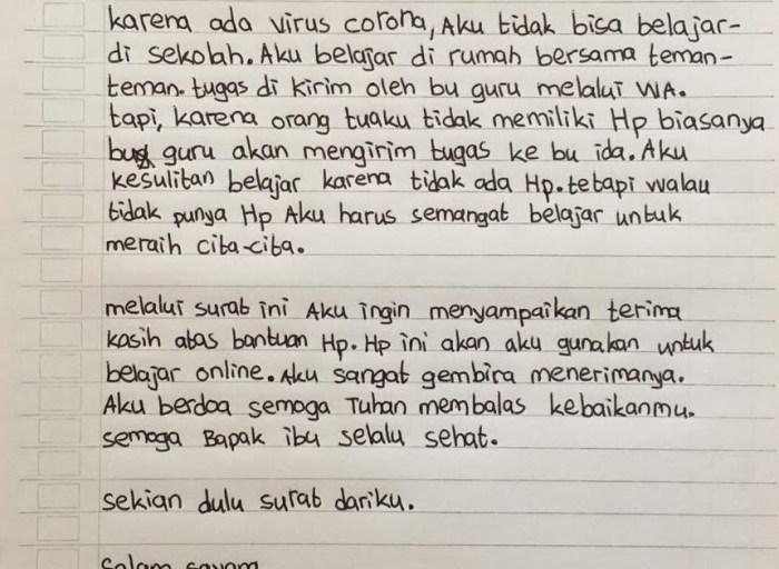 surat untuk mama dan papa