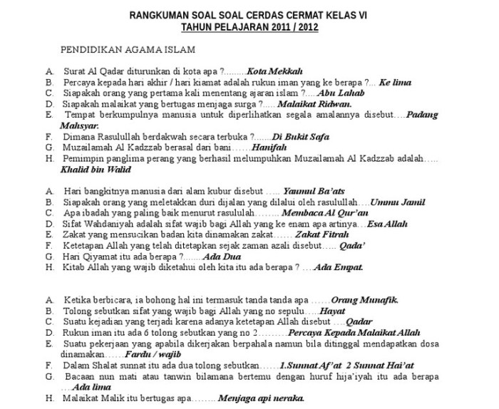 soal lcc agama cermat cerdas lemparan