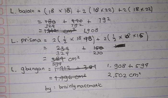 luas permukaan gabungan bangun ruang kubus sisi segitiga contoh diketahui tentukan rusuk
