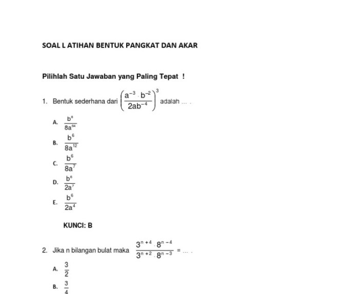 contoh soal bentuk pangkat terbaru