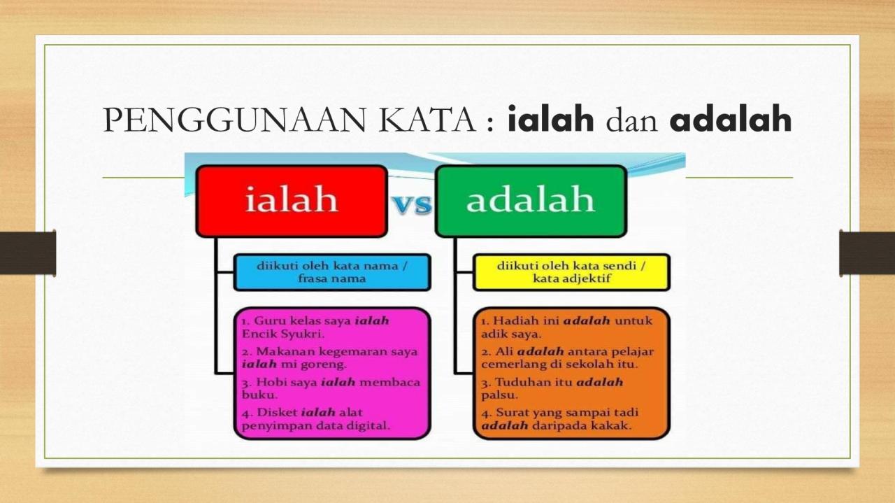 perbedaan ialah dan adalah