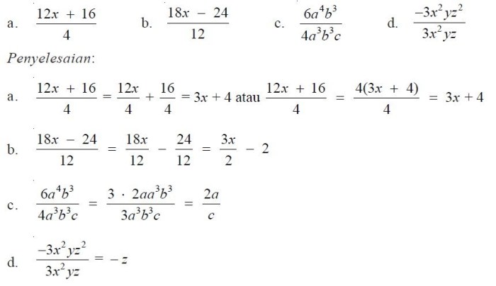 Contoh soal menyederhanakan bentuk aljabar