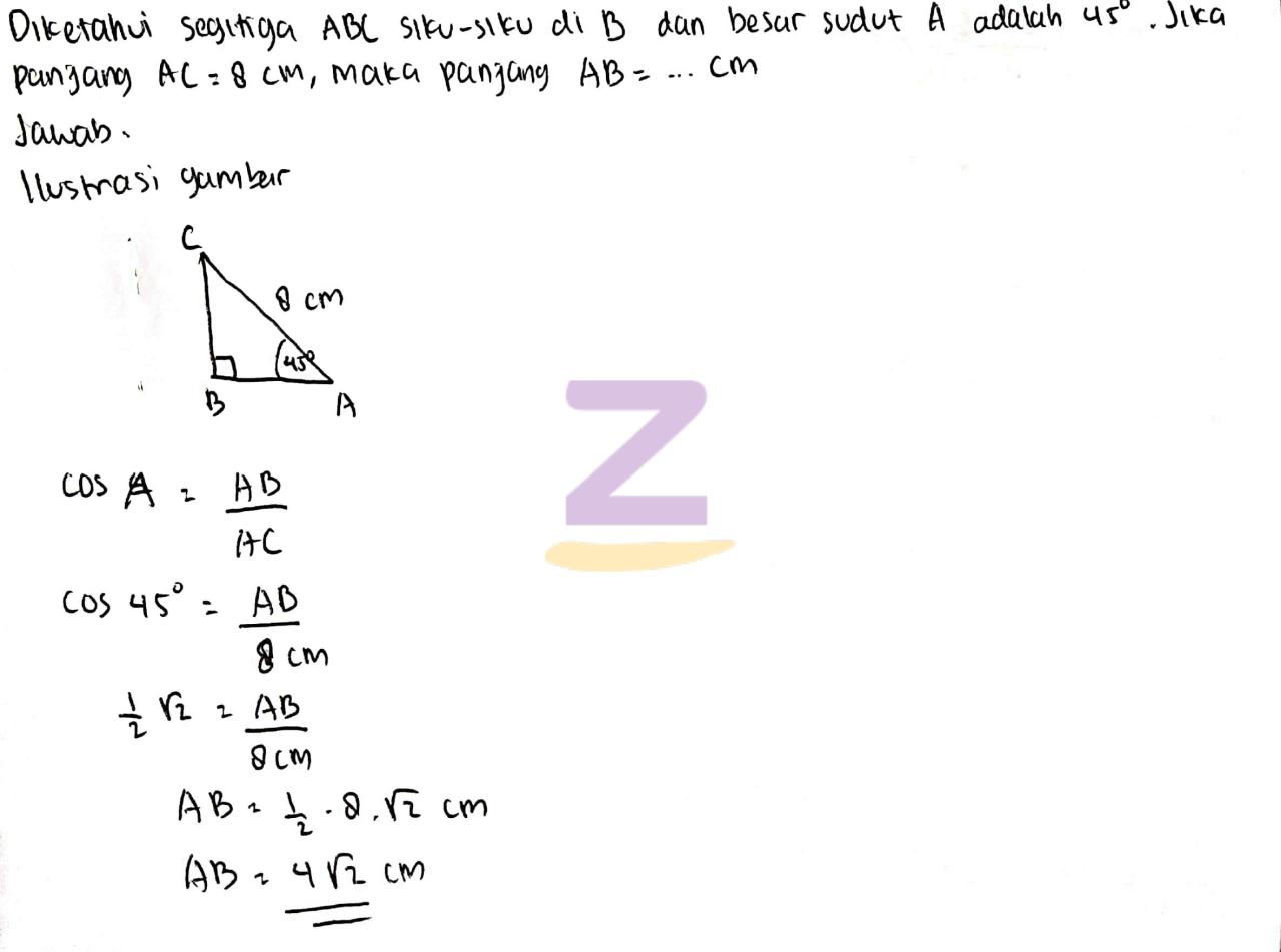 diketahui segitiga abc siku siku di a terbaru