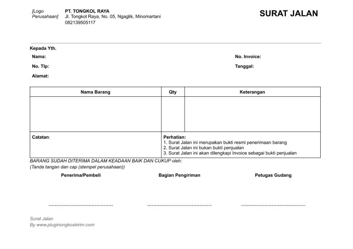 surat jalan bahasa inggris terbaru