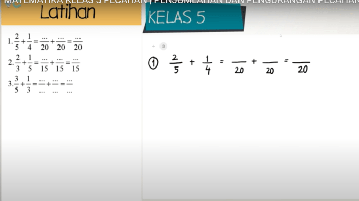 soal pecahan penjumlahan dan pengurangan