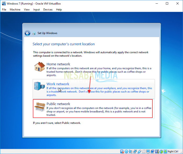 cara install windows 7 di virtualbox