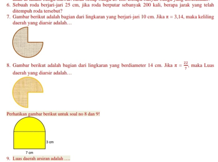 luas daerah arsiran adalah π 22 7 terbaru