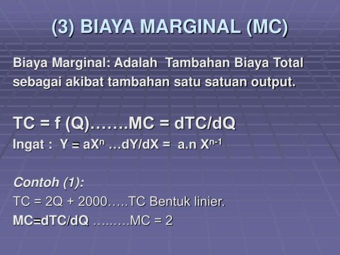 biaya marginal menghitung hitung fungsi pengertian contohnya kasus dalam