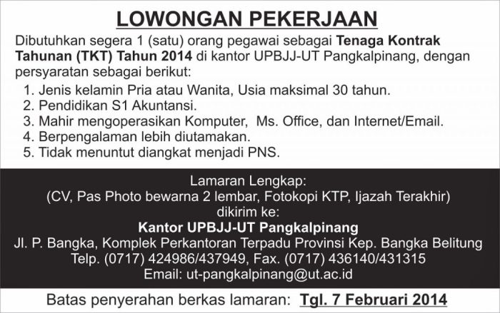 contoh iklan permintaan lowongan kerja