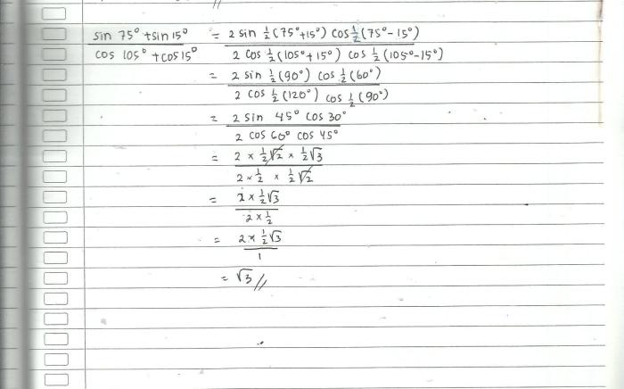 nilai dari sin 75 sin 15 cos 105 cos 15