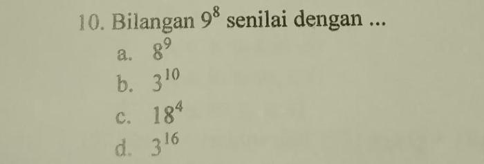 bilangan 98 senilai dengan