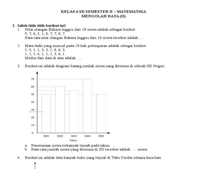 contoh soal pengolahan data kelas 5