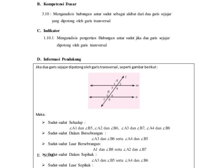 rangkuman materi garis dan sudut kelas 7