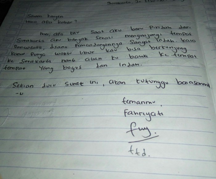 surat contoh pribadi sahabat teman sekelas maaf liburan tua kepada titikdua pengalaman bahasa inggris pindah tuan berupa permintaan meminta ibu