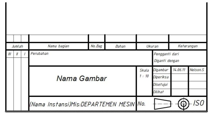 contoh etiket gambar teknik a4