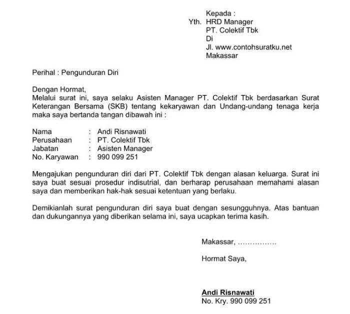 contoh surat untuk diri sendiri