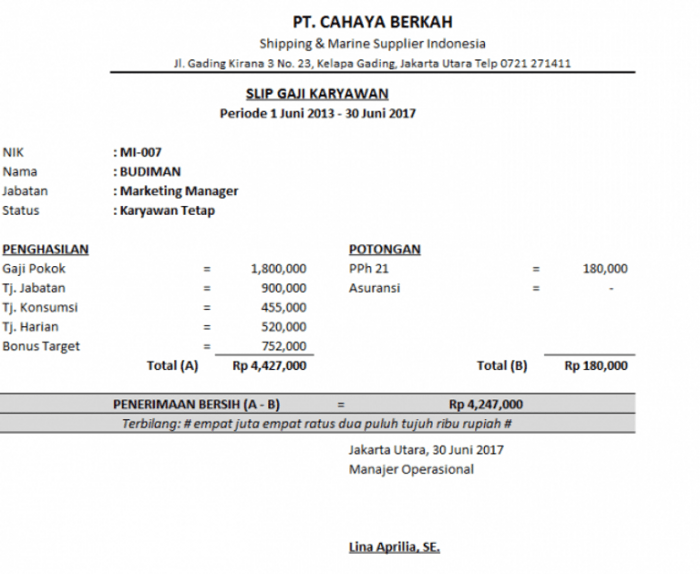 cara menghitung bonus di excel