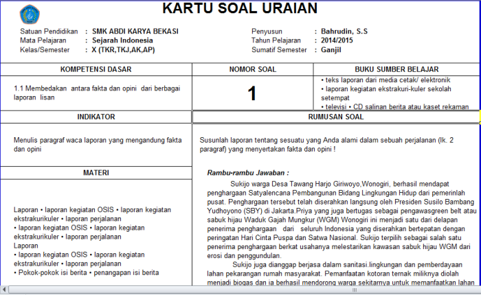 kelas kisi semester contoh uts ulangan inggris pkn kunci harian kls ips ujian tentang xi prakarya uas