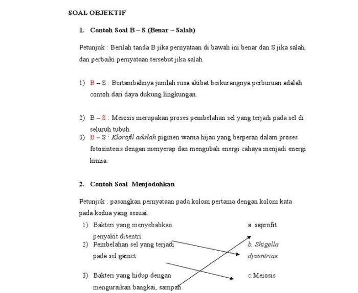 contoh soal menjodohkan sma