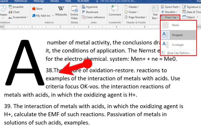 fungsi drop cap pada ms word terbaru