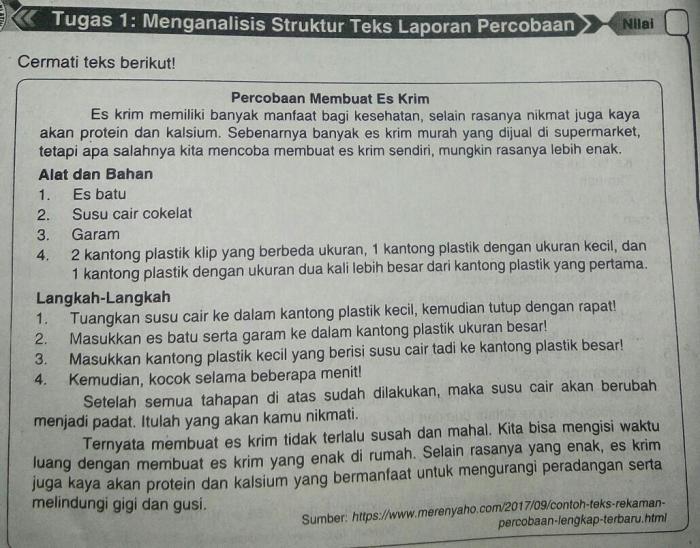 Contoh teks laporan percobaan membuat puding