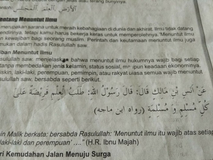 hadits menuntut tholabul ilmi kulli ala muslim beserta