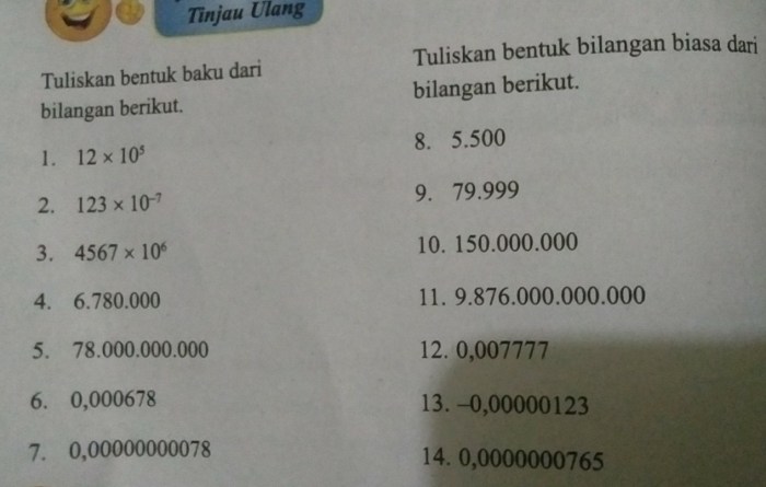 Bentuk baku dari bilangan 0 00000743 adalah