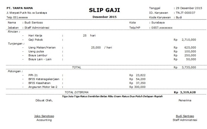 rumus total gaji di excel terbaru